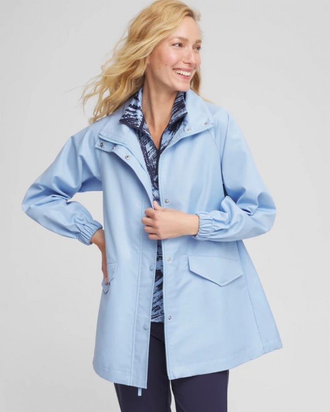 Chicos Zenergy® Twill Rain Jacket - CRYSTAL TOPAZ