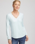 Chicos Foiled Touch of Cool™ Layering Tee - BLUE MENTHE Chicos Foiled Touch of Cool™ Layering Tee - BLUE MENTHE