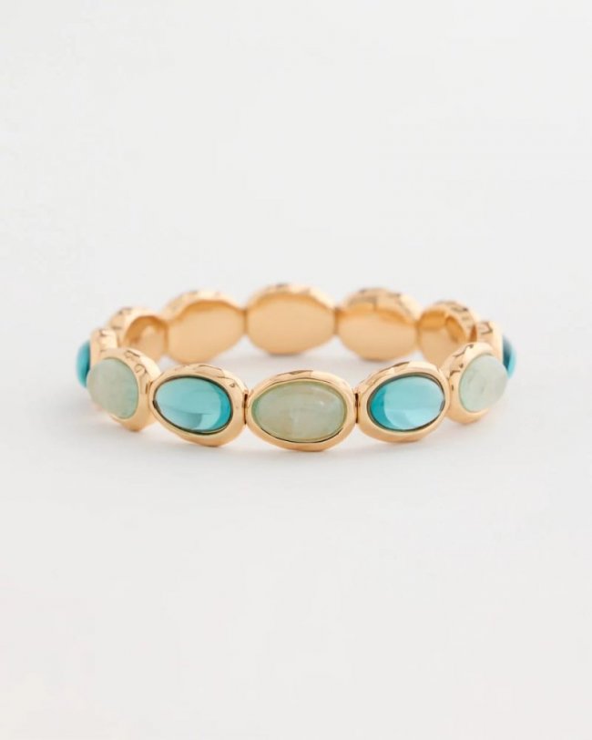 Chicos Quartz Stone Large Stretch Bracelet - LIGHT BLUE Chicos Quartz Stone Large Stretch Bracelet - LIGHT BLUE