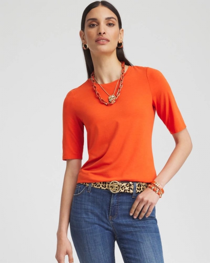 Chicos Touch of Cool™ Short Sleeve Tee - CANDIED ORANGE