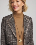 Chicos Tiger's Eye Stone Medallion Necklace - BLACK Chicos Tiger's Eye Stone Medallion Necklace - BLACK