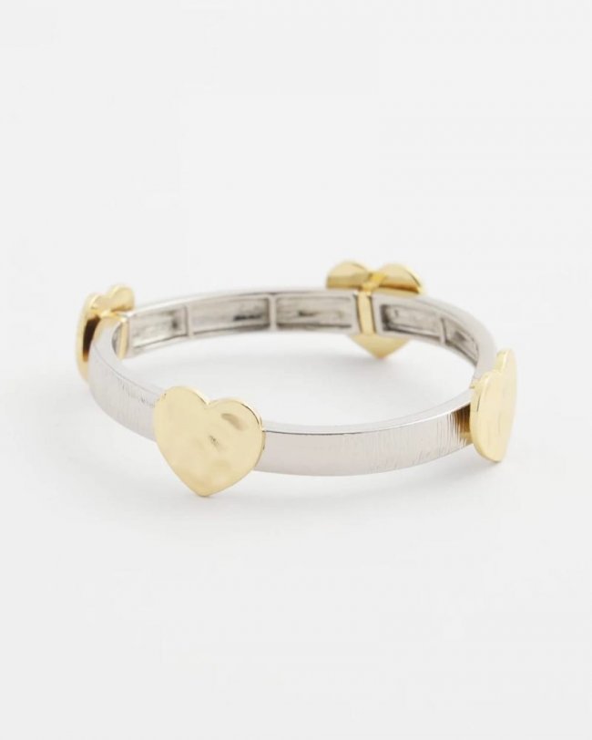 Chicos Mixed Metal Heart Stretch Bracelet - MIXED METALS Chicos Mixed Metal Heart Stretch Bracelet - MIXED METALS