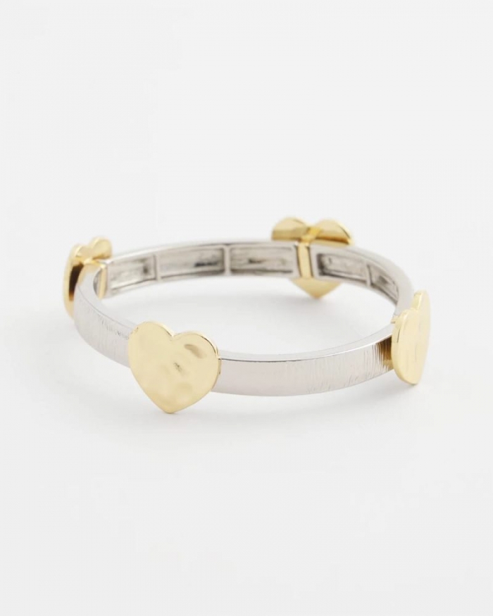 Chicos Mixed Metal Heart Stretch Bracelet - MIXED METALS