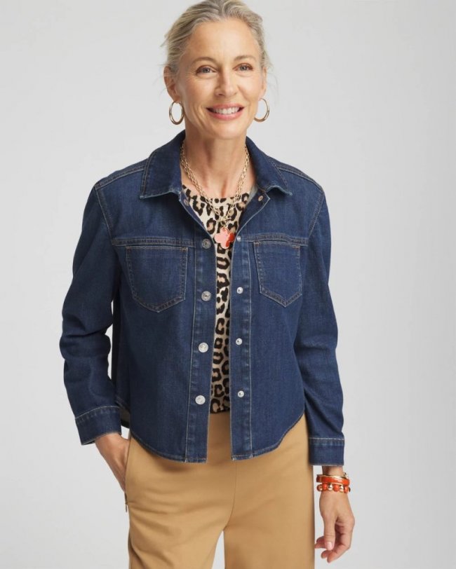 Chicos Cropped Denim Shacket - AVINO INDIGO Chicos Cropped Denim Shacket - AVINO INDIGO