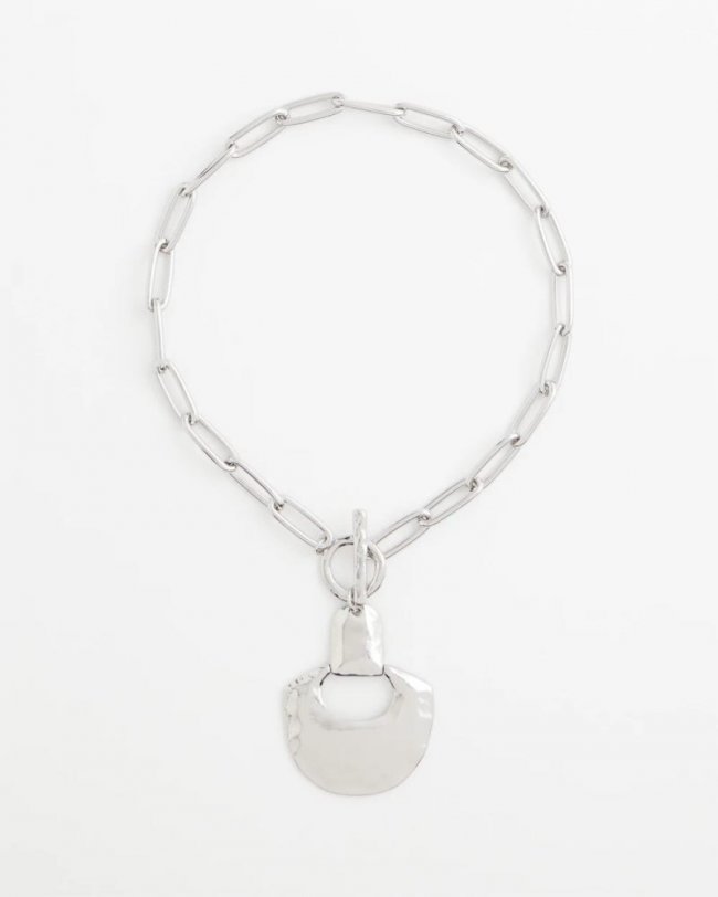 Chicos Silvertone Toggle Pendant Necklace - SILVER