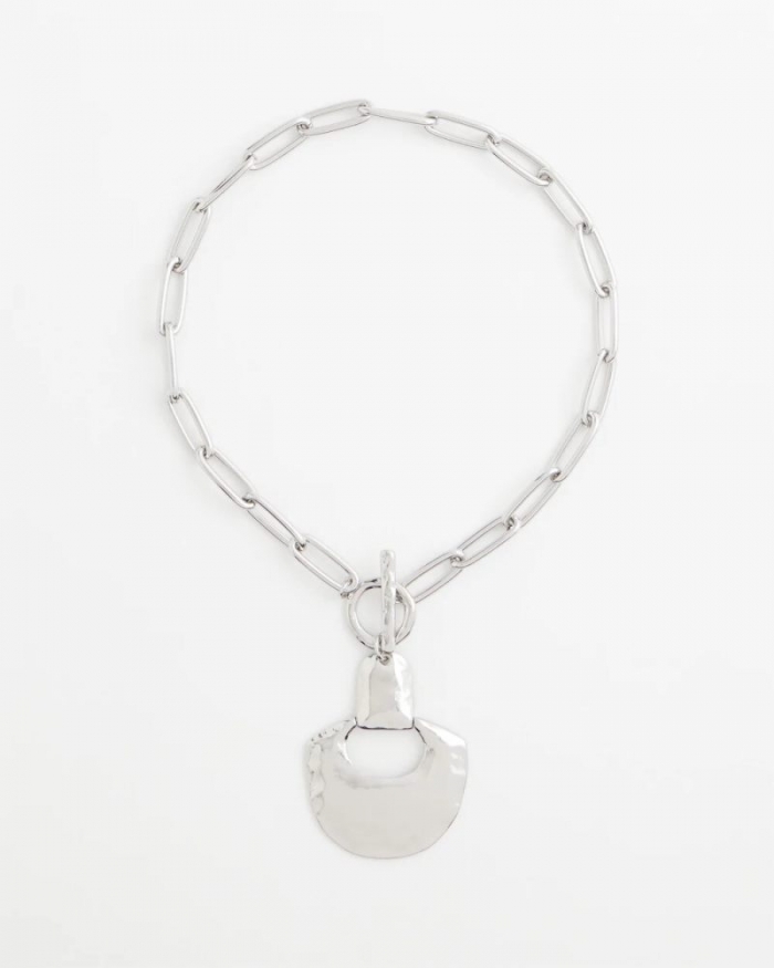 Chicos Silvertone Toggle Pendant Necklace - SILVER