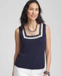 Chicos Contrast-Trim Lady Tank - PASSPORT BLUE Chicos Contrast-Trim Lady Tank - PASSPORT BLUE
