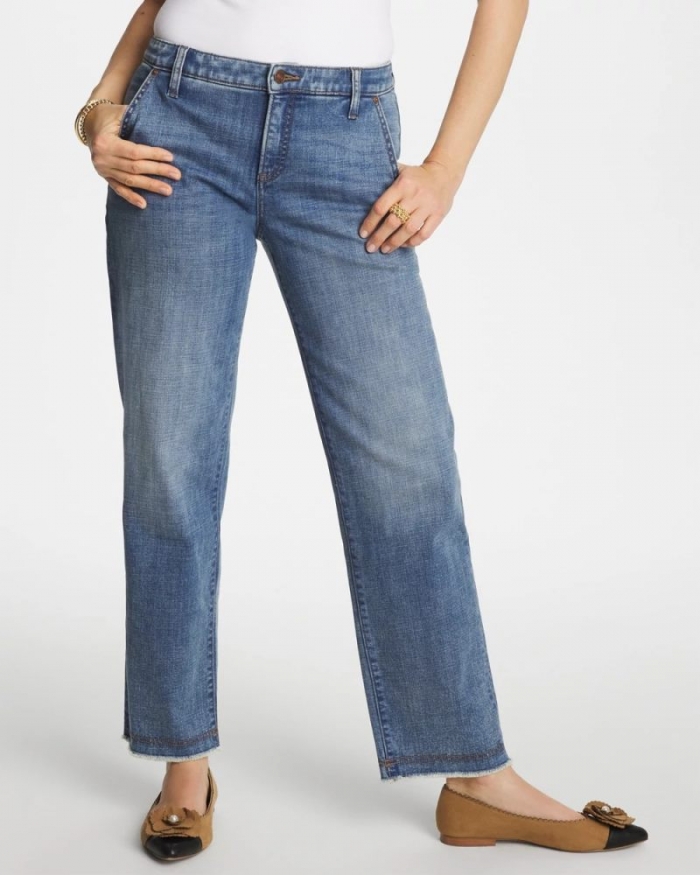 Chicos Girlfriend Straight Ankle Jeans - NARA INDIGO