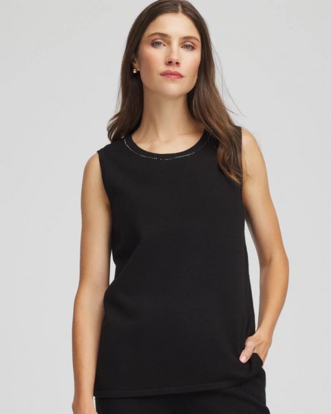 Chicos Zenergy® Luxe Diamante Tank - BLACK
