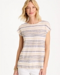 Chicos Striped Linen Dolman Tee - PASSPORT BLUE