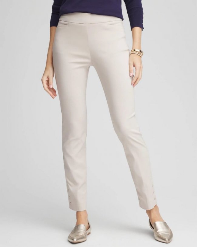 Chicos Brigitte™ Pull-On Slim Rivet Ankle Pants - SMOKEY TAUPE