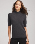 Chicos Cashmere Elbow-Sleeve Sweater - DARK GREY Chicos Cashmere Elbow-Sleeve Sweater - DARK GREY