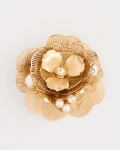 Chicos Filigree Flower Brooch - GOLD