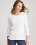 Chicos Pima Cotton Crewneck Button Tee - ALABASTER Chicos Pima Cotton Crewneck Button Tee - ALABASTER