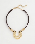 Chicos Equestrian Golden Horseshoe Pendant Necklace - GOLD Chicos Equestrian Golden Horseshoe Pendant Necklace - GOLD