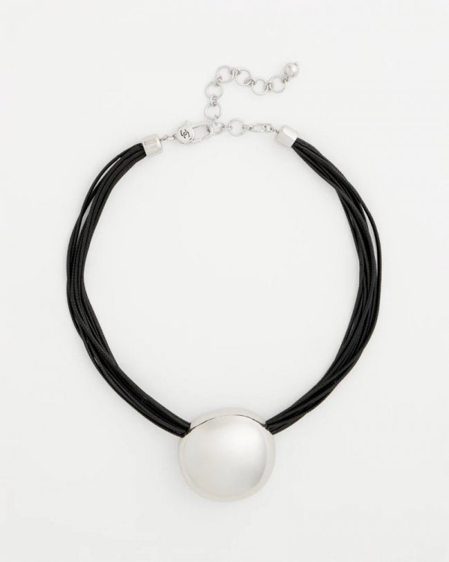 Chicos Silver Pendant Cord Necklace - SILVER