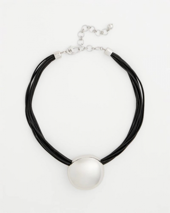 Chicos Silver Pendant Cord Necklace - SILVER