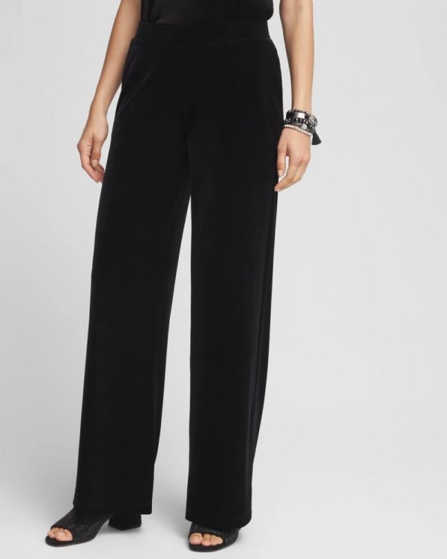 Chicos Travelers™ Velvet Wide Leg Pant - TRAVELERS BLACK