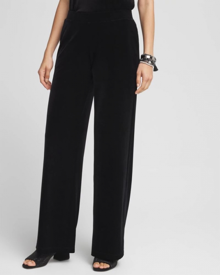 Chicos Travelers™ Velvet Wide Leg Pant - TRAVELERS BLACK