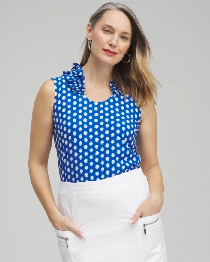 Chicos ® UPF Neema Dot Ruffle Tank - INTENSE AZURE
