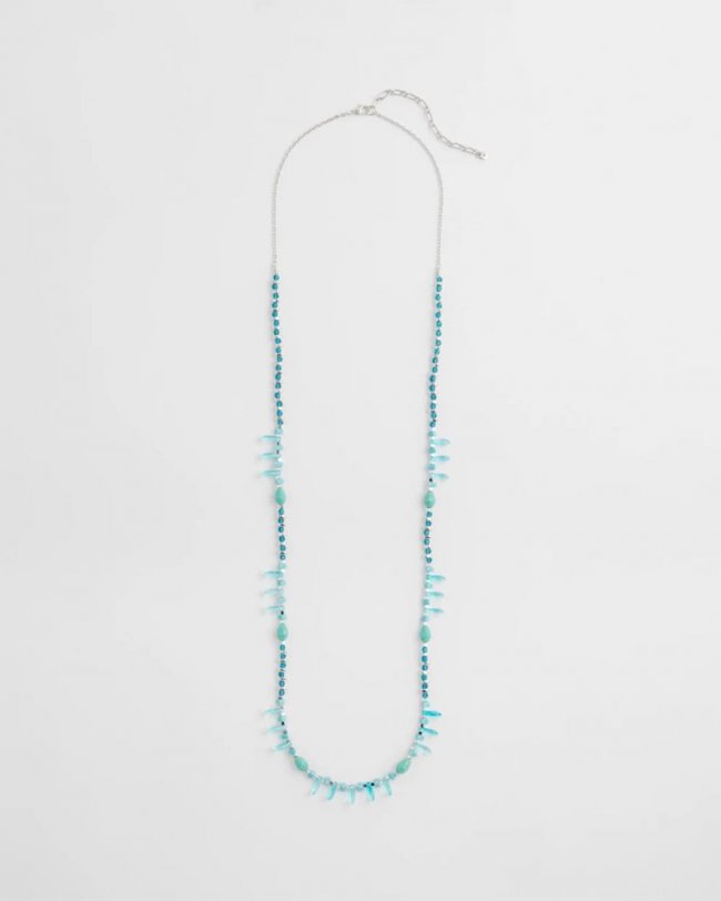 Chicos Teal Beaded Single Strand Necklace - TURQUOISE
