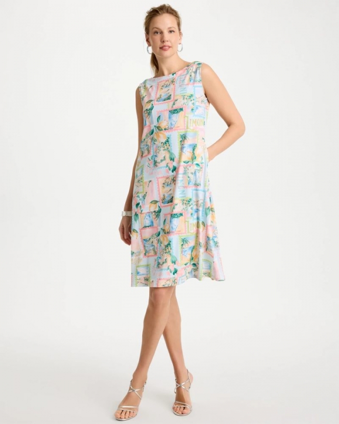 Chicos Jersey Knit Positano Shift Dress - BONDI BLUE