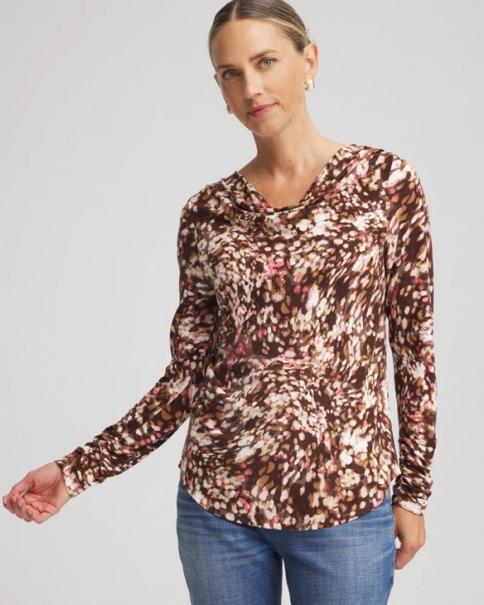 Chicos Touch of Cool™ Cowlneck Tee - CACAO