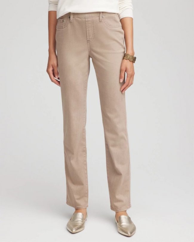 Chicos Pull-On Straight Jeans - ROCKY MOUNTAIN