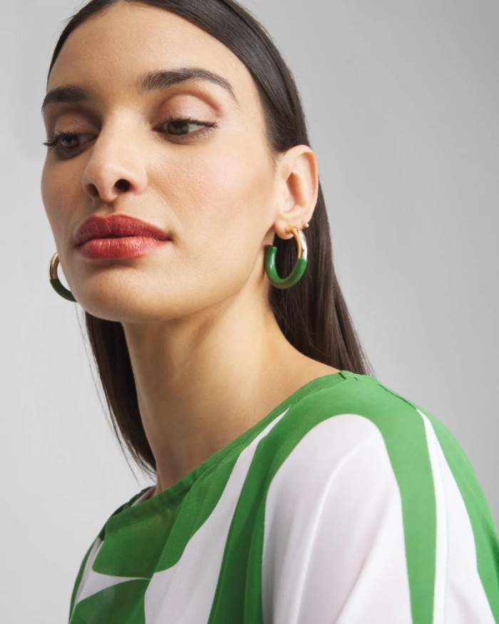 Chicos No Droop™ Green Dipped Hoops - VERDANT GREEN