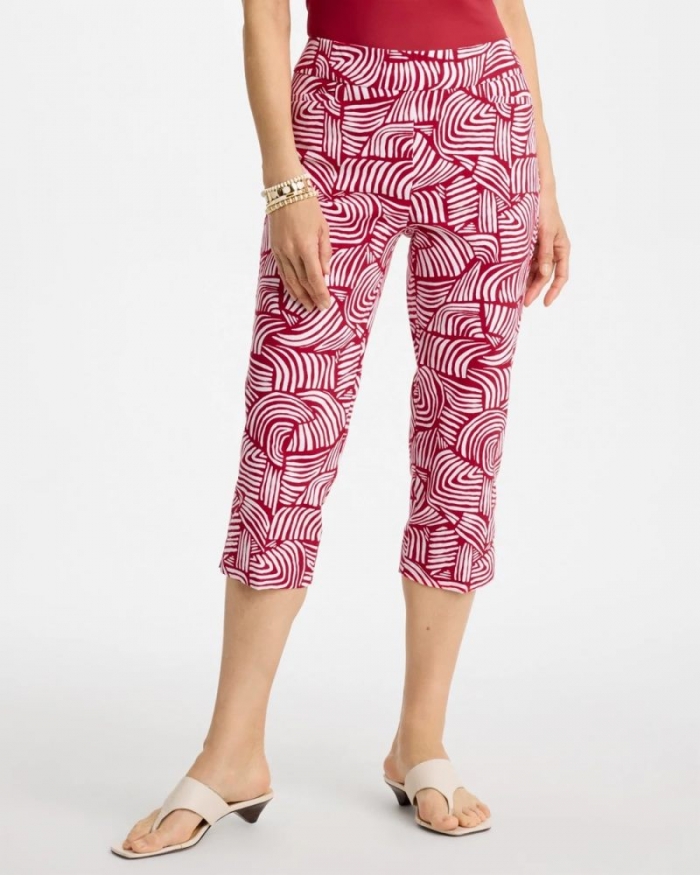 Chicos Brigitte™ Slim Geo Pull-On Capri Pant - CHERRY LUSH