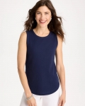 Chicos High Neck Rib Tank - PASSPORT BLUE Chicos High Neck Rib Tank - PASSPORT BLUE