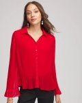 Chicos Pleated Georgette Blouse - CARMINE RED Chicos Pleated Georgette Blouse - CARMINE RED