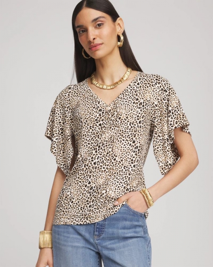 Chicos Touch of Cool™ Handkerchief-Sleeve V-Neck Tee - ECRU