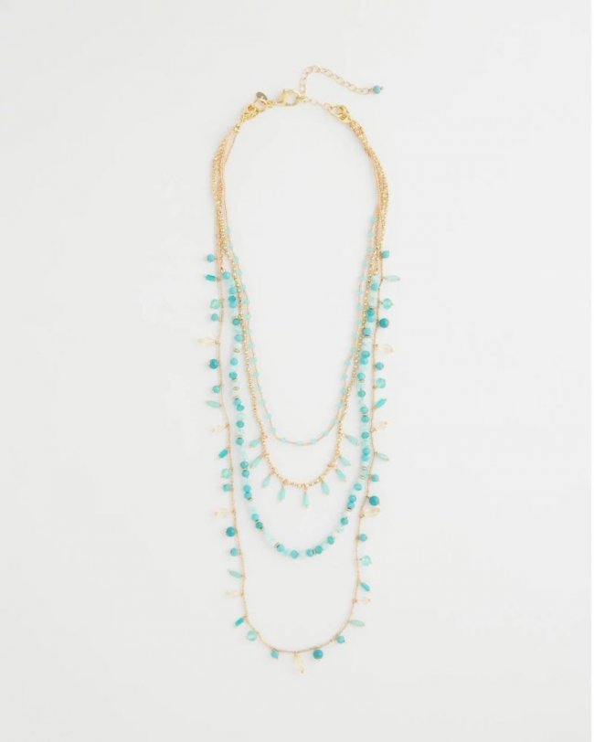 Chicos Multi-Strand Aqua Layering Necklace - AQUA
