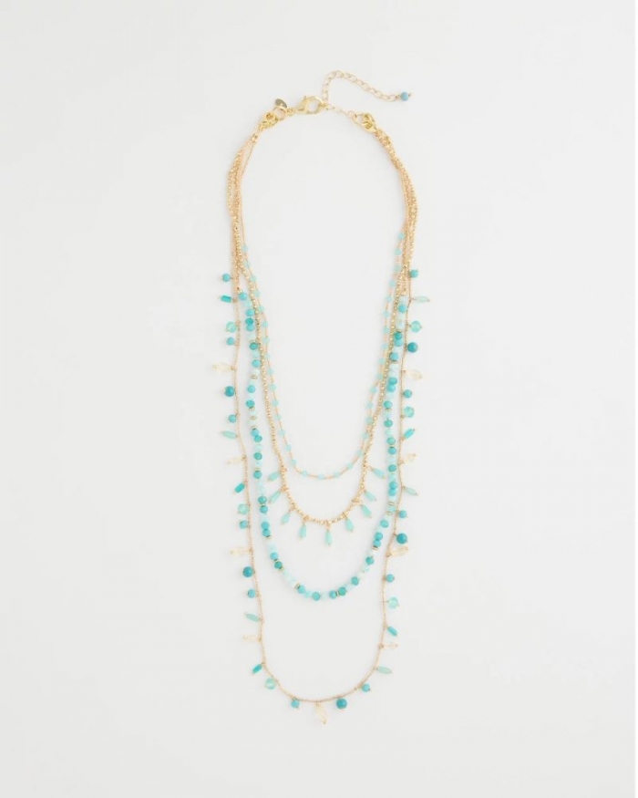 Chicos Multi-Strand Aqua Layering Necklace - AQUA