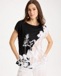 Chicos Linen Floral Seamed Tunic - BLACK Chicos Linen Floral Seamed Tunic - BLACK