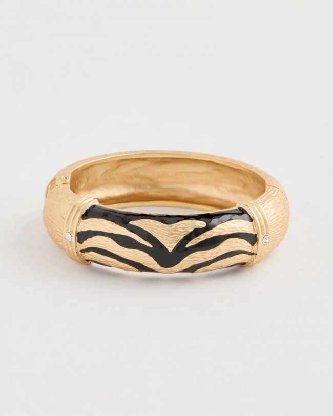 Chicos Tiger Hinge Cuff Bracelet - BLACK/GOLD Chicos Tiger Hinge Cuff Bracelet - BLACK/GOLD