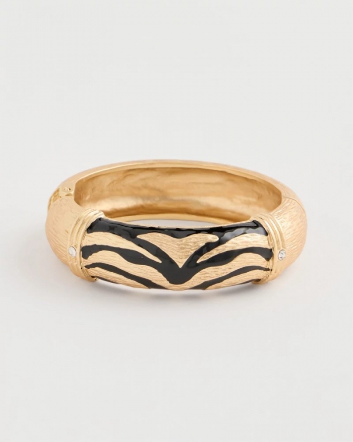 Chicos Tiger Hinge Cuff Bracelet - BLACK/GOLD