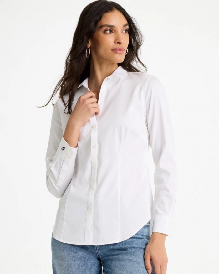 Chicos No Iron Fitted Stretch Shirt - OPTIC WHITE