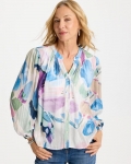 Chicos Blur Geo Button Front Blouse - PASSPORT BLUE Chicos Blur Geo Button Front Blouse - PASSPORT BLUE