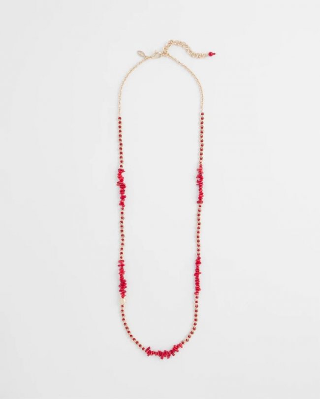 Chicos Single Strand Coral Necklace - RED