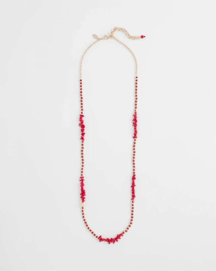 Chicos Single Strand Coral Necklace - RED