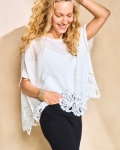 Chicos Crochet Lace Hem Poncho - ALABASTER Chicos Crochet Lace Hem Poncho - ALABASTER