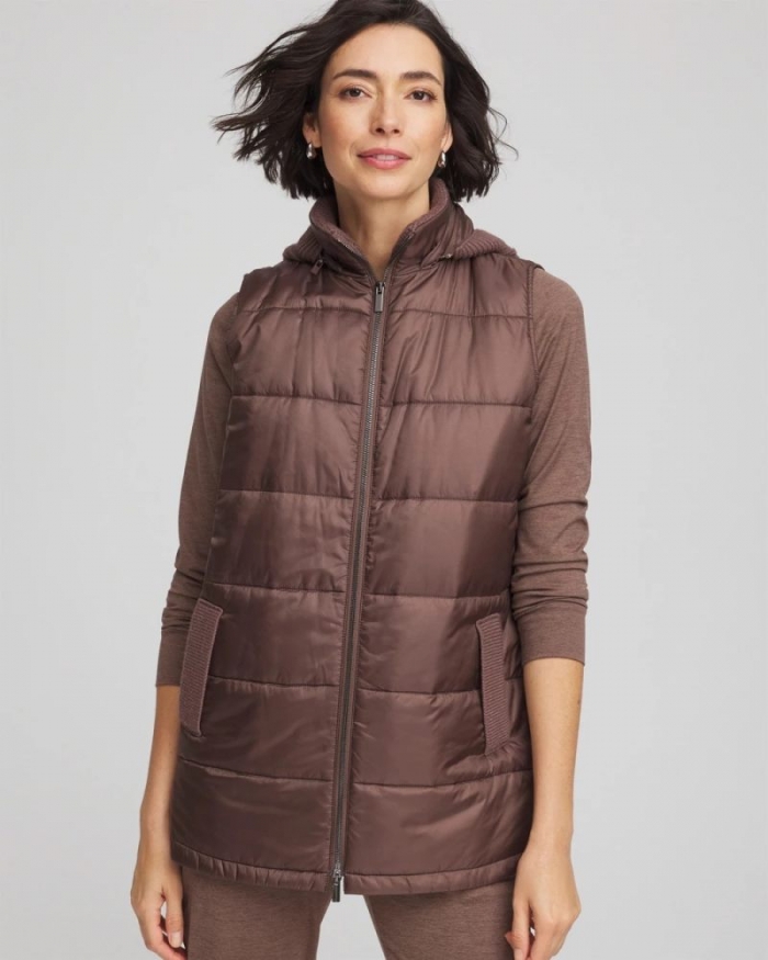 Chicos Zenergy® Quilted Hooded Vest - WALNUT