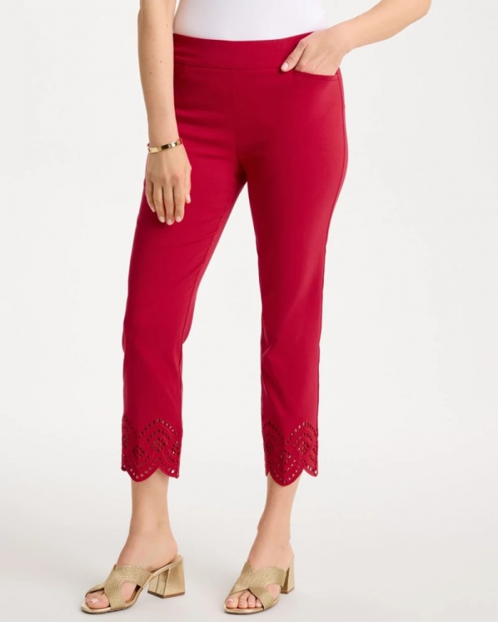 Chicos Brigitte™ Slim Scalloped Ankle Pants - CHERRY LUSH