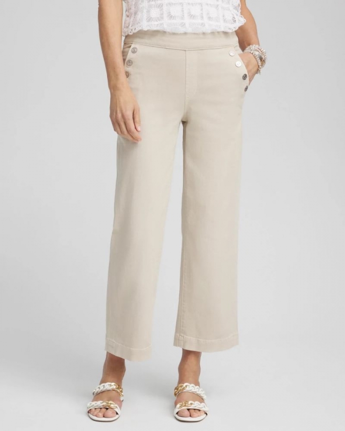 Chicos Pull-On Wide Leg Ankle Jeans - LT CANELLA TAN