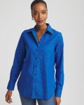 Chicos No Iron Jacquard Animal Motif Shirt - COBALT STONE