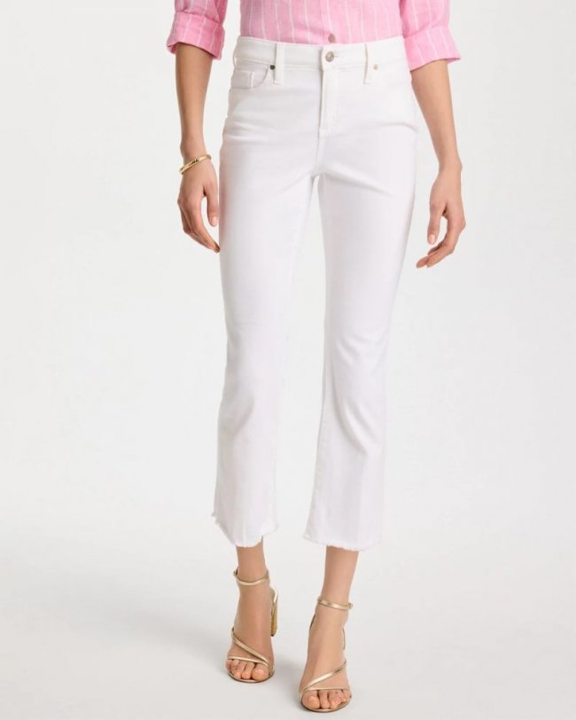 Chicos No-Stain Girlfriend Frayed Flared Jeans - ALABASTER