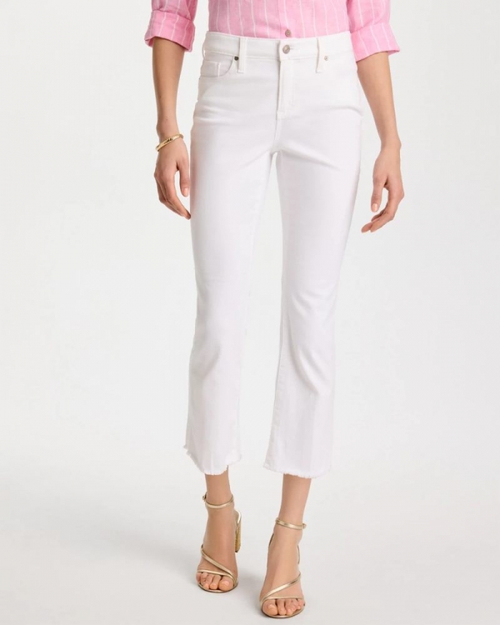 Chicos No-Stain Girlfriend Frayed Flared Jeans - ALABASTER