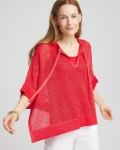 Chicos Sequin Open Knit Poncho - RED GLOW Chicos Sequin Open Knit Poncho - RED GLOW